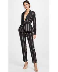 Self-Portrait Tailoring Stripe Jumpsuit - Black