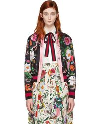 Gucci Black Flora Snake Bomber Jacket