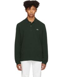 lacoste green long sleeve polo