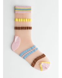 & Other Stories Sheer Striped Over Ankle Socks - Yellow