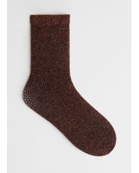 & Other Stories Glitter Fishnet Socks - Orange