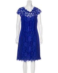 Lyst - Ml Monique Lhuillier Lace Dress in Blue