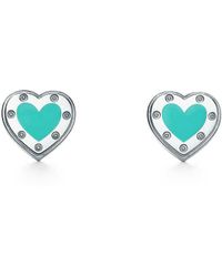 Tiffany Co Return To Mini Heart Tag Earrings In Sterling Tiffany Co Return To Tiffanytm Love Heart Earrings In Silver With Enamel Finish