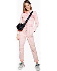 TOPSHOP Combinaison ample rose délavée à l'acide