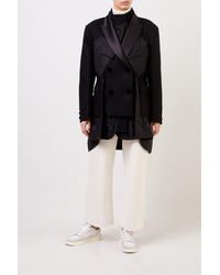 Sacai Mantel-Blazer mit Satin-Details Schwarz