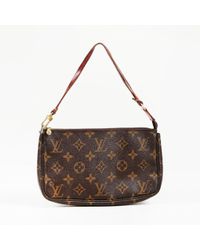 Louis Vuitton - Vintage Pochette Accessoire Brown Cloth Clutch Bag - Lyst