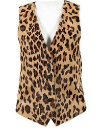 Balmain Chaqueta en cuero marrón