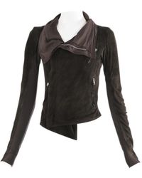 Rick Owens Chaqueta en cuero marrón