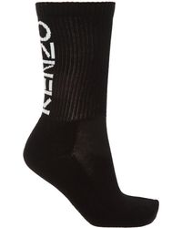 KENZO Logo-embroidered Socks - Black