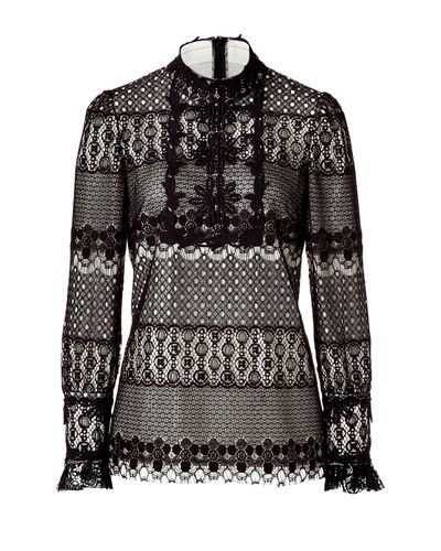 Anna sui Black/ivory Lace Top in Black | Lyst