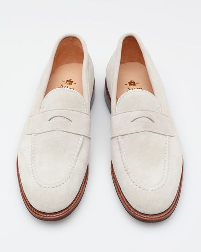 Lyst Alden White Suede Loafer In White For Men 9278