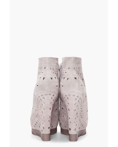 gray perforated booties