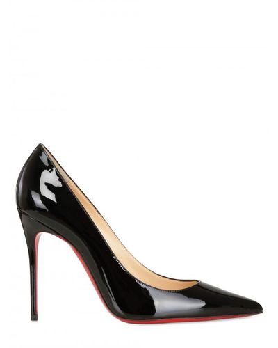 Christian louboutin 100mm Decollete 554 Patent Pointy Pumps in Black | Lyst