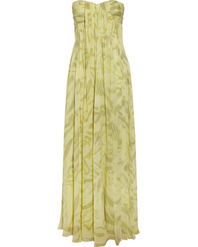 Lyst - Halston Printed Silk-Chiffon Gown in Yellow