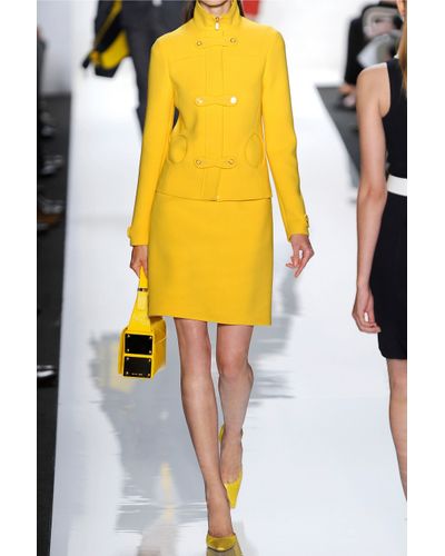 Michael kors Cut-Out Crepe Jacket in Yellow | Lyst