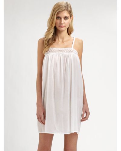 Lyst - Hanro Mia Cotton Chemise in White