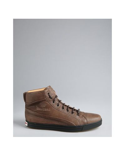 high top sneakers brown