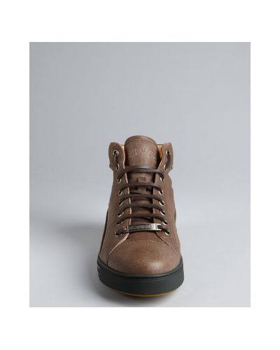 high top sneakers brown