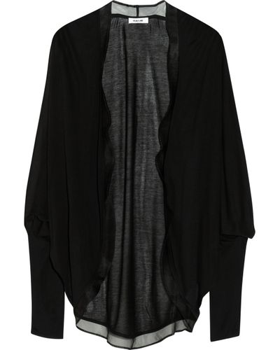 Lyst - Helmut Lang Silk Chiffon trimmed Jersey Cardigan in Black