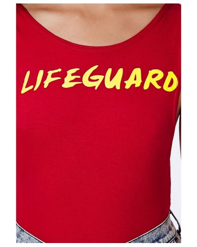 Lyst Missguided Ryska Lifeguard Backless Thong Bodysuit Campaign In Red