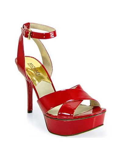 michael kors red platform sandals