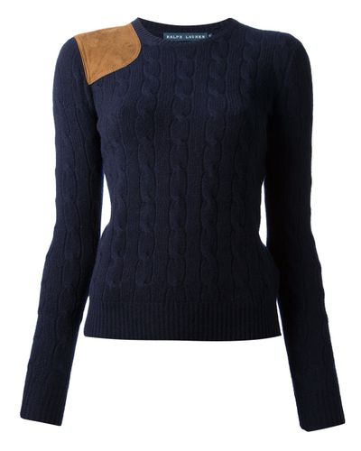 Lyst - Ralph Lauren Blue Label Cable Knit Sweater In Blue