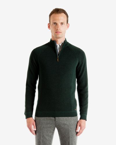 Lyst - Ted Baker Ribbed Funnel Neck Jumper in Green for Men