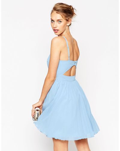 Lyst Asos Sheer And Solid Pleated Mini Cami Dress In Blue