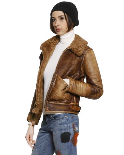 Lyst - Polo Ralph Lauren Shearling Leather Jacket in Brown