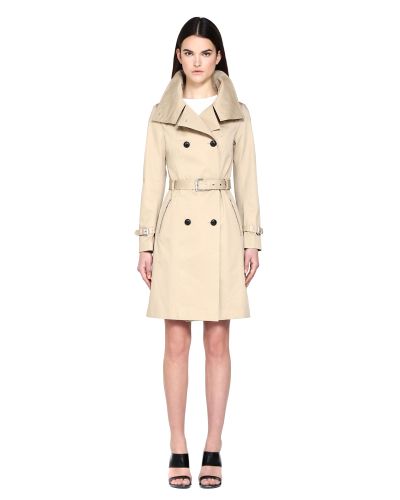 Lyst - Mackage Nessa Sand Double-breasted Belted Trench Coat in Blue