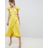 Vestito midi in raso increspato con cut-out sul retro e volant di ASOS in Yellow