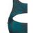 Mikoh Swimwear Blue Marrakesh Sporty Front Cut Out Bikini Top - Protea Midnight Tropical Teal Print