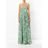 Valentino Green Floral Print Strapless Gown