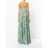 Valentino Green Floral Print Strapless Gown