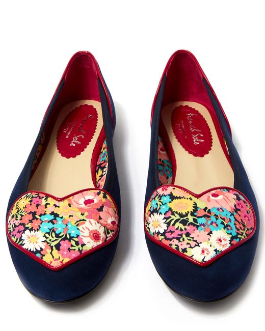 French sole Navy Suede Love Heart Flats in Blue (navy) Lyst