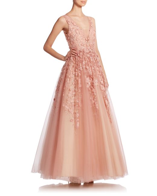 Basix black label Floral Applique Gown in Pink | Lyst