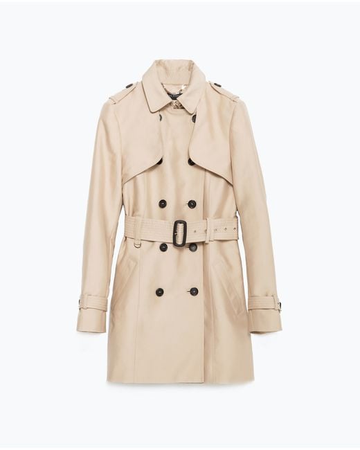 Zara Cotton Trench Coat in Beige (Light beige) | Lyst