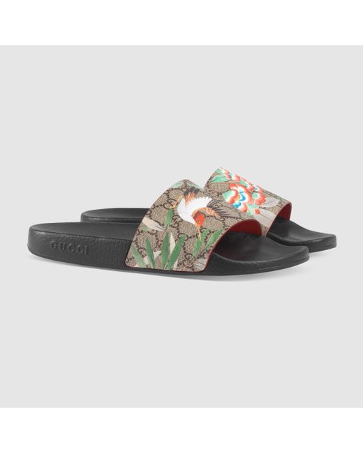 Gucci Tian Printed Slides in Multicolor for Men | Lyst