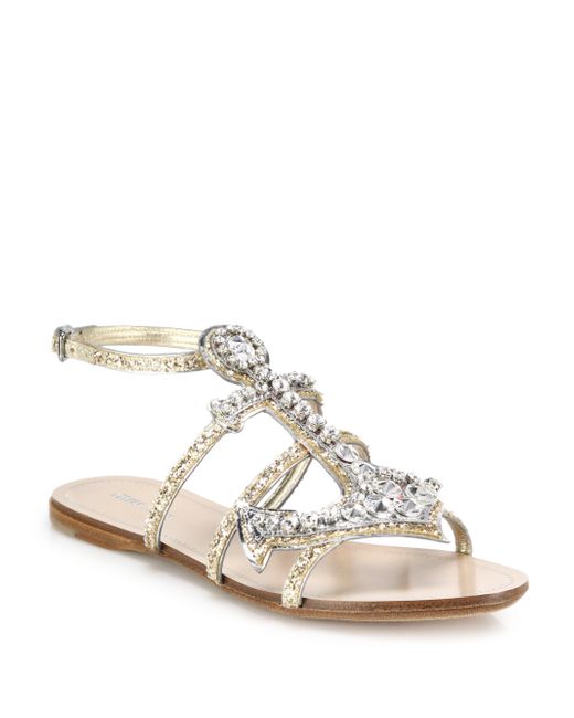 miu miu jeweled flat sandals
