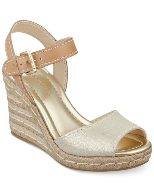 Marc fisher Maiseey Espadrille Wedge Sandals in Gold