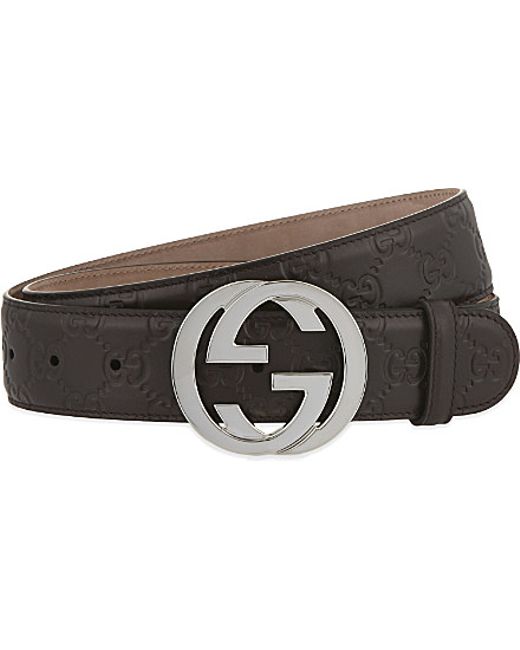 Gucci Leather Logo Belt in Brown for Men | Lyst
