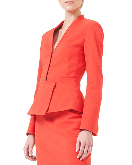 akris peplum stretch crepe jacket in akai lyst akris peplum stretch crepe jacket in akai lyst