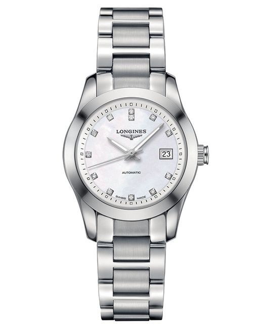 Longines Ladies Conquest Classic Stainless Steel And Diamond Watch in ...