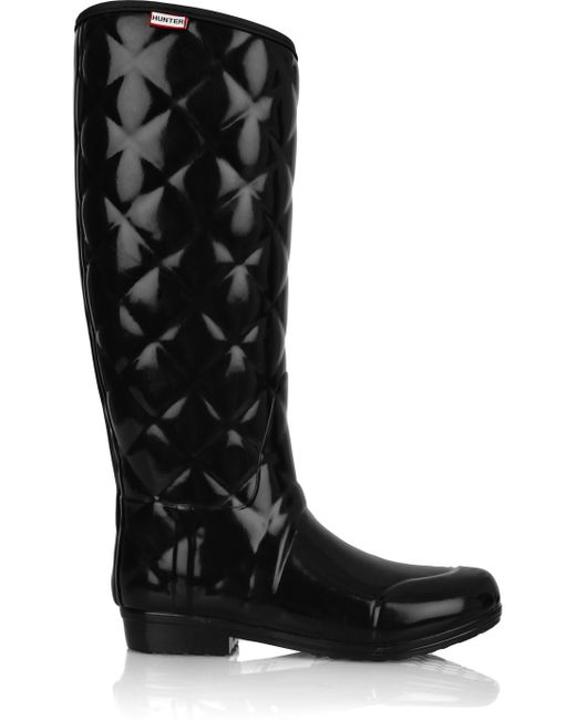 Hunter Regent Savoy Quilted Wellington Boots in Black | Lyst
