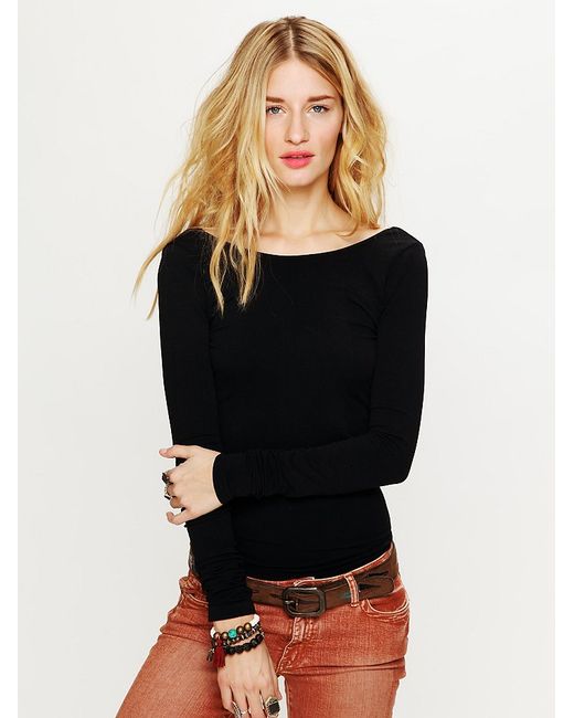 Free people Intimately Womens Solid Low Back Cami in Black | Lyst