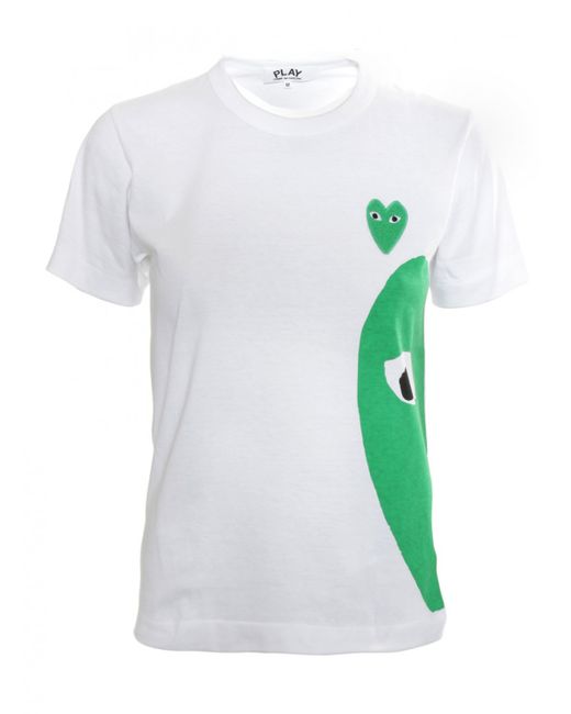 Comme des garçons Play Womens Green Heart T-shirt White in Green | Lyst