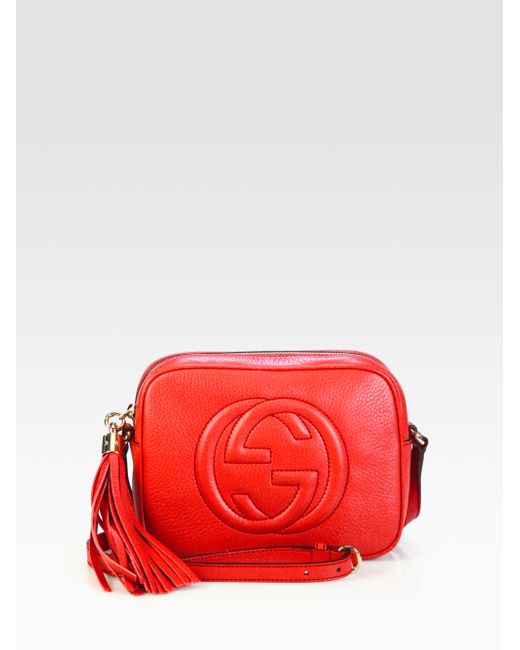 gucci soho small leather disco bag red