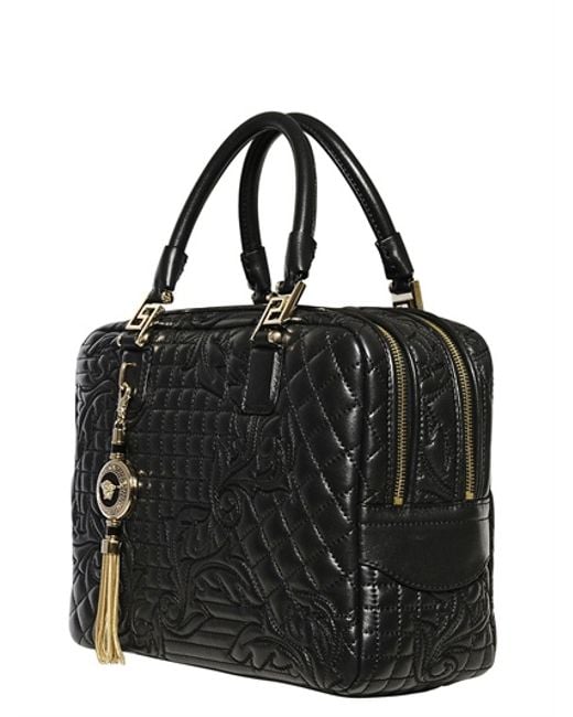 Versace Black Pebbled Leather Tote in Black Save 88 Lyst