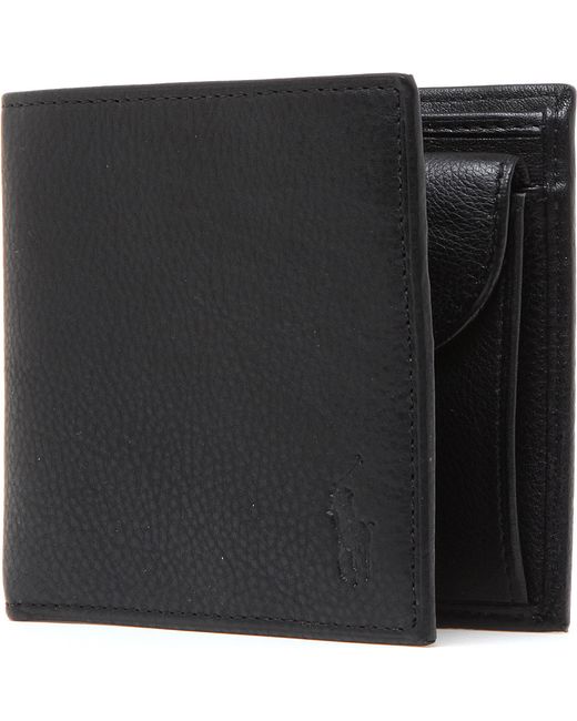 Polo ralph lauren Pony-embossed Pebbled Leather Coin Wallet in Black for Men - Save 23% | Lyst