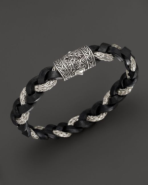 John hardy Men's Classic Chain Braided Leather Cord Bracelet in Black
